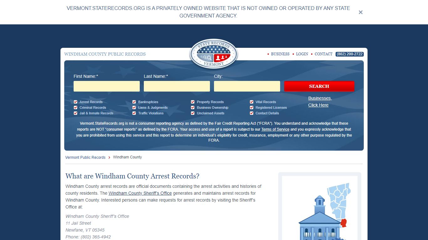 Windham County Arrest, Court, and Public Records