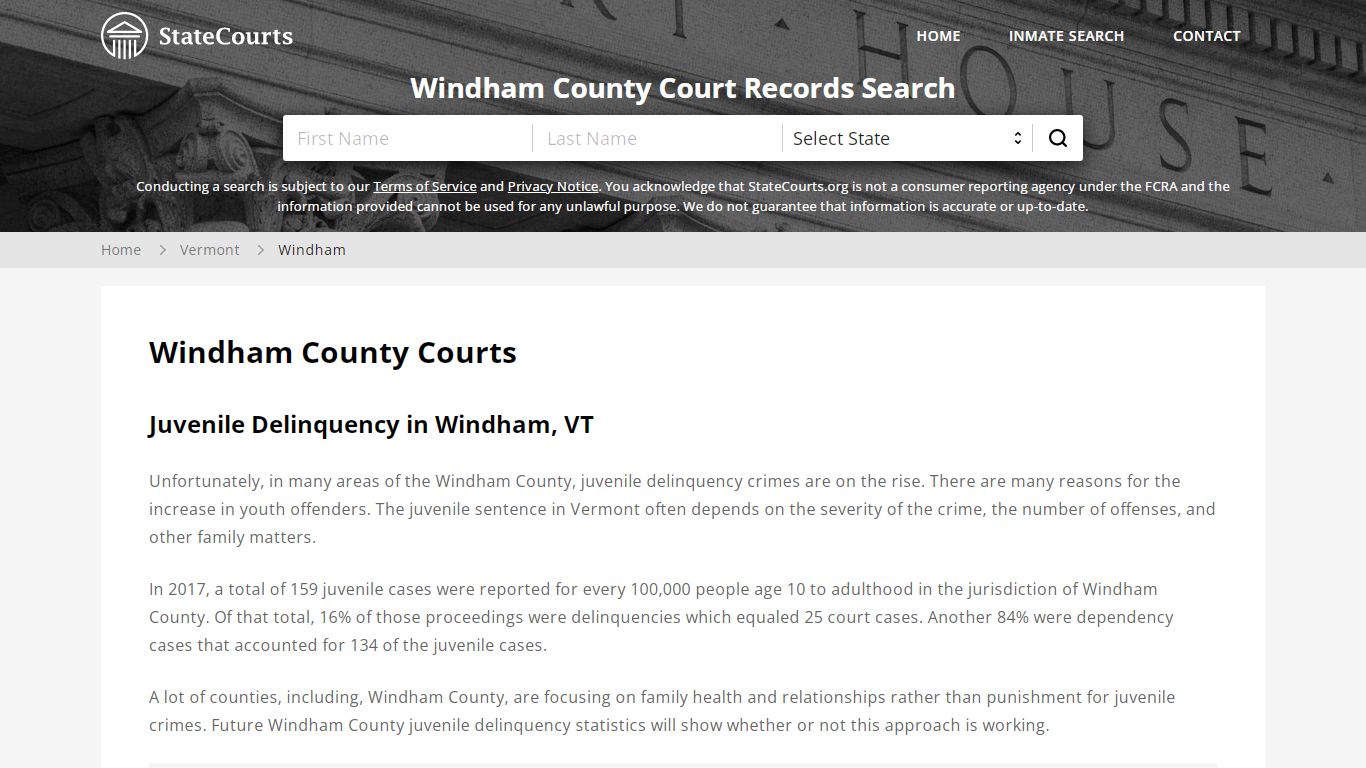 Windham County, VT Courts - Records & Cases - StateCourts